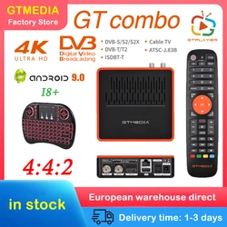 Ricevitore TV satellitare GTMEDIA GT Combo DVB-S2/T2/C Ricevitore ccam BT4.1 4K 8K Android 9.0 2G+16G TV BOX M3U Ccam WiFi integrato