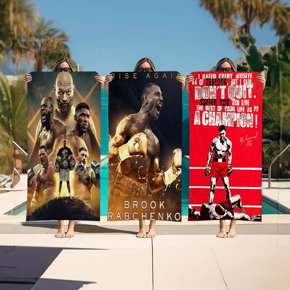 Boxer Mike Tyson y Mahoma Ali Toalla de playa para niños Toalla de baño personalizada Toalla de piscina Regalo de vacaciones Toalla de picnic Regalo de fiesta