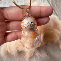 1/6pcs Memorial Keychain Cat Hair Storage Container Cat Shaped Keyring Portable Handmade Key Chain DIY Keychains Accessories