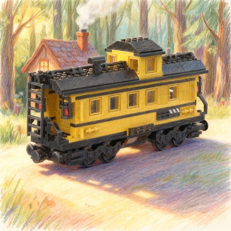292pcs MOC Train Brickticks Carriage Works SG Caboose Model Building Blocks Toy Art Collection Craft Brick Assemble Birthday