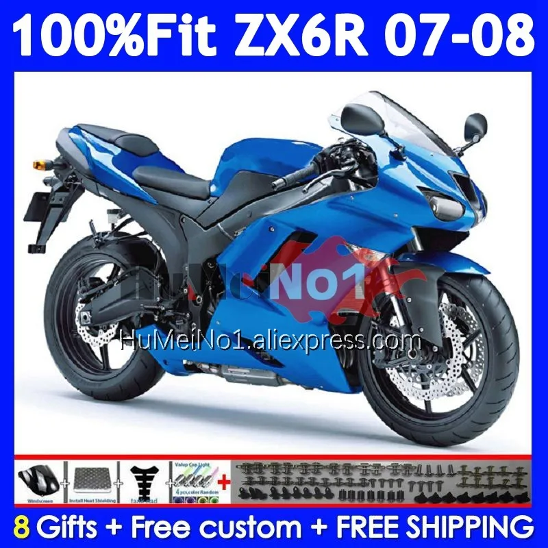 Injection Body For KAWASAKI NINJA ZX 6R ALL Blue 6 R 600 636 207No.129 ZX-6R ZX-636 ZX6R 07 08 ZX636 ZX600 2007 2008 Fairing