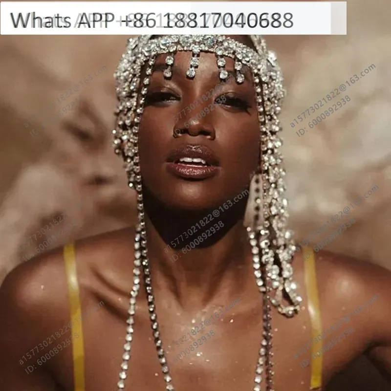 1PC Rhinestone Mesh Headgear Long Fringed Hair Accessories Ins High End Fashion Yiwu Accessories