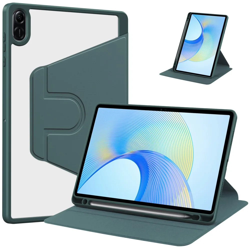 Case For Honor Pad X9 Pencil Holder Case with Acrylic Back For ELN-W09 ELN-L09 11.5" Tablet Coque 360 Degree Rotation Cover