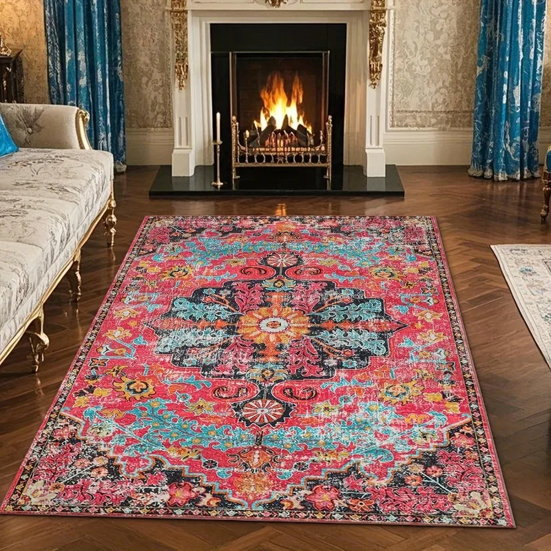 Lahome Area Rugs for Living Room Washable for Bedroom Dining for Under Table Bohemian Carpet for Playroom Home Office Fuchsia