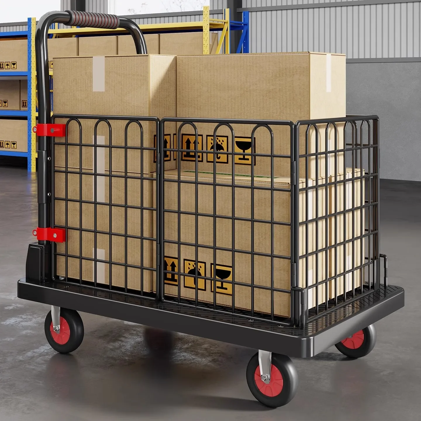 Fence car folding trailer fence grid logistics supermarket transit push truck flat car stall multi-purpose trolley