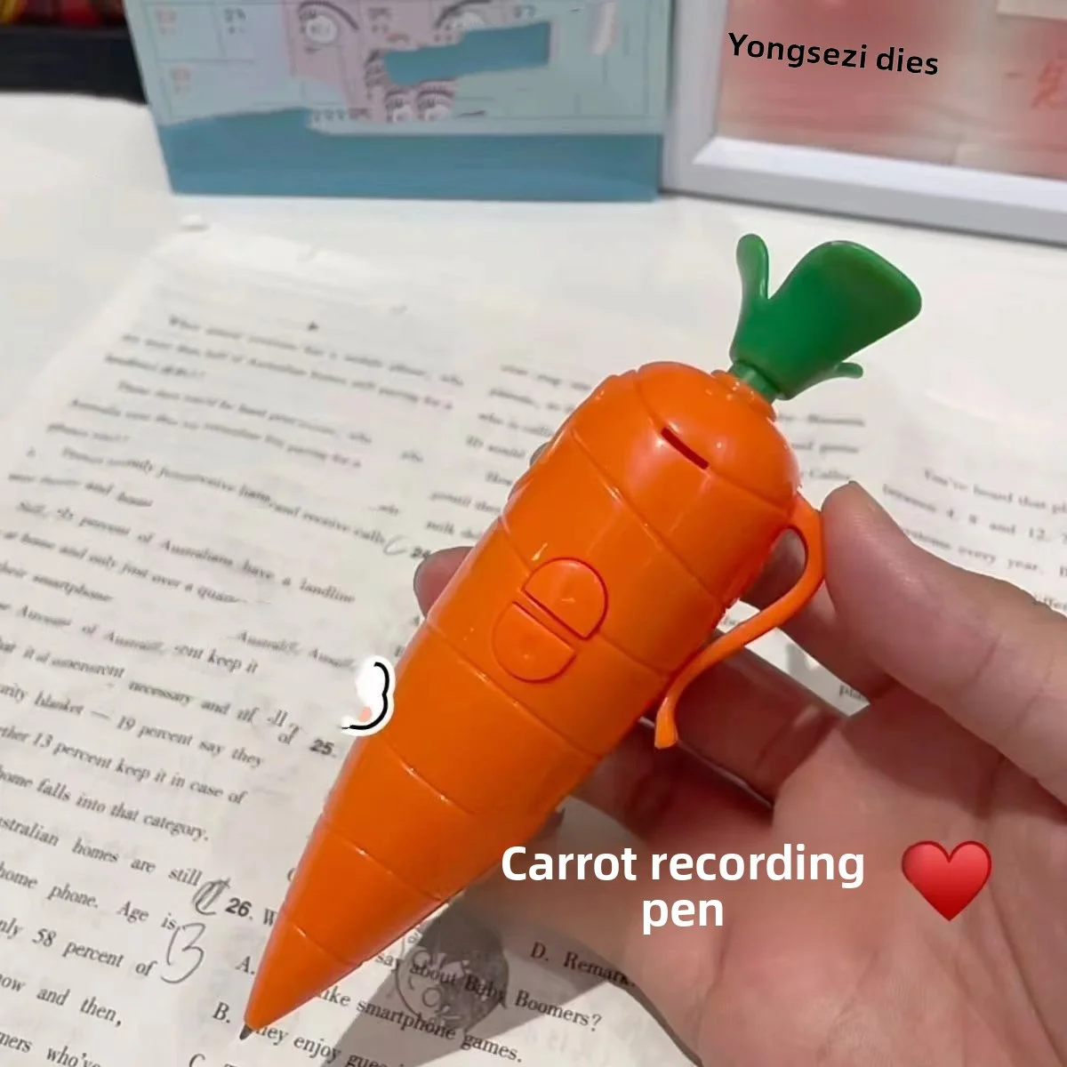 Carrot Digital Recorder, Elementary School Student Ballpoint Pen, Compact Recorder, Neutral Pen, Fun Stationery