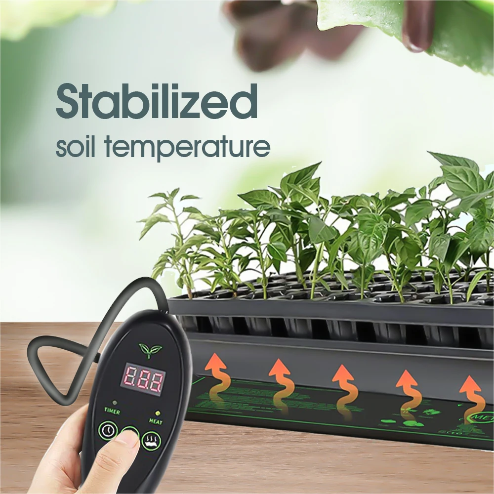 Tapete de aquecimento de mudas 110v/220v com controlador de temperatura almofada de calor de berçário à prova d\'água para germinação de sementes