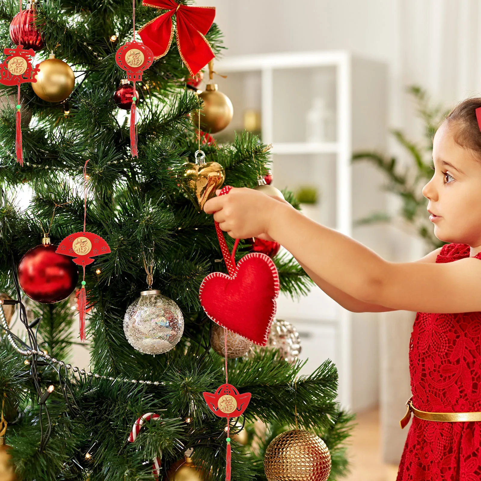 

1Set Chinese New Year Decorations Bonsai Hanging Pendant for Spring Festival Door Window Indoor Outdoor Party Potted Plant