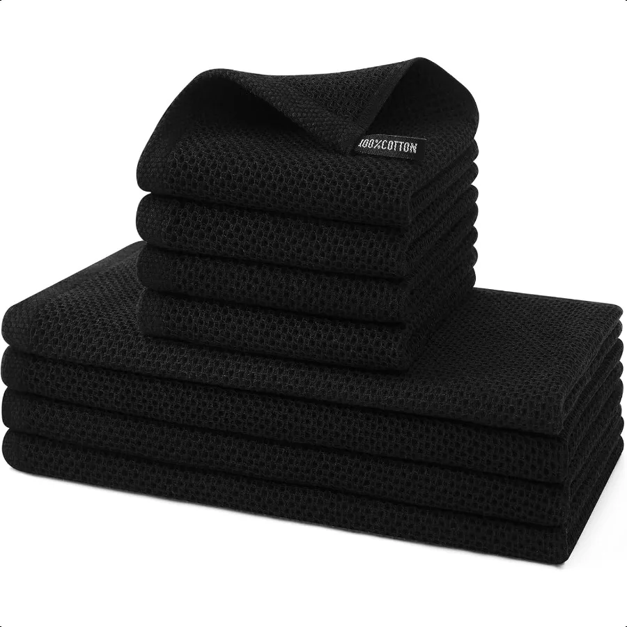 

100 Cotton Kitchen Towels and Dishcloths Set 8 Pack Waffle Weave Dish Towels Ultra Soft Absorbent Quick Drying Dish Rags 13 x 2