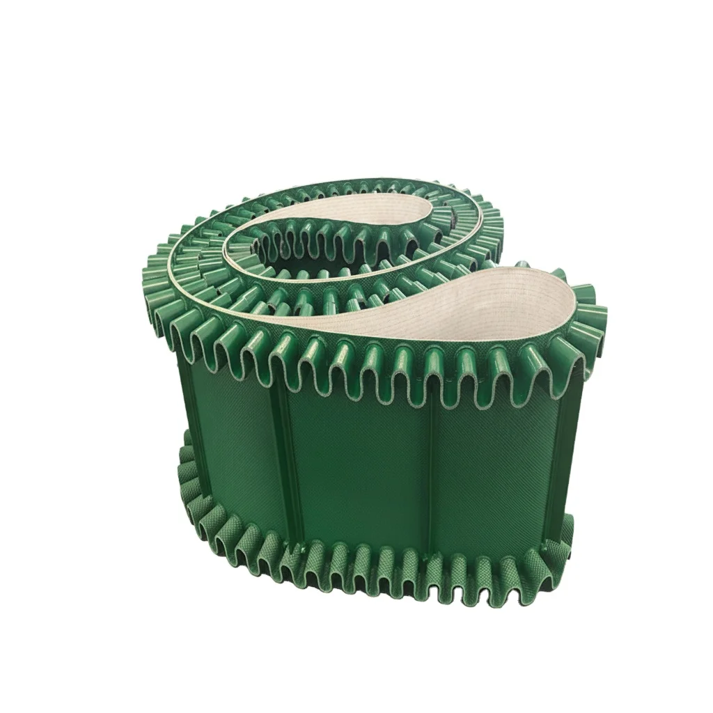 New PVC PU corrugated sidewall food grade inclined conveyor belt with hopper and bumps