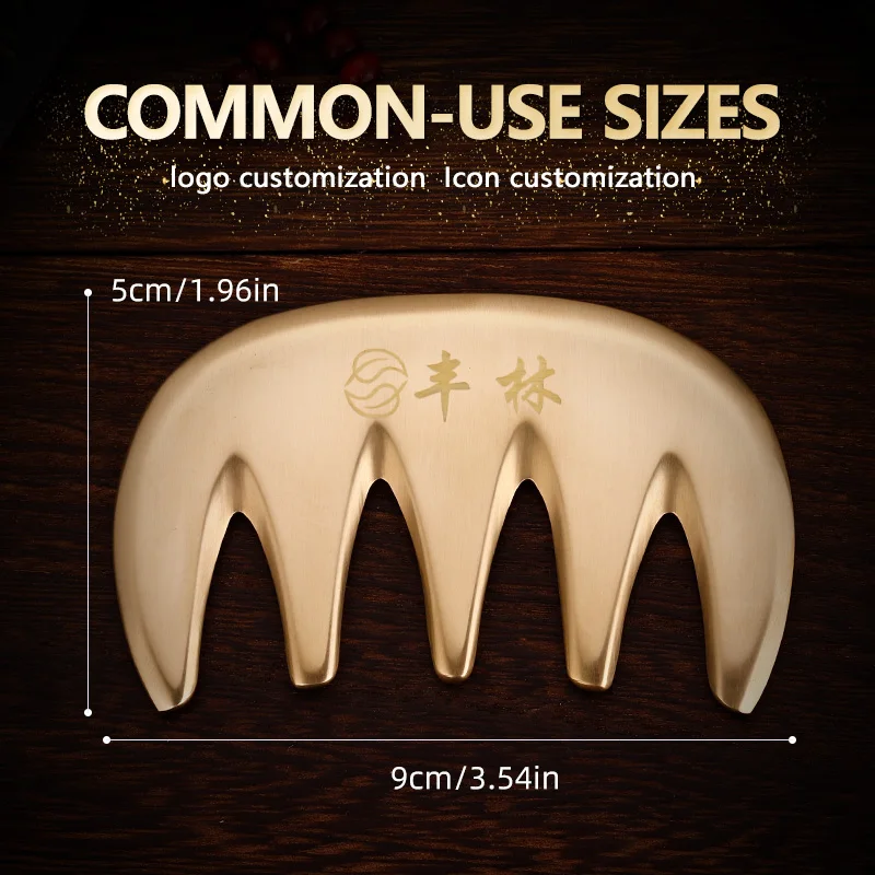 Free custom logo Pure brass massage guasha hair special scalp neck mammary gua sha acupoint massage meridian comb comb