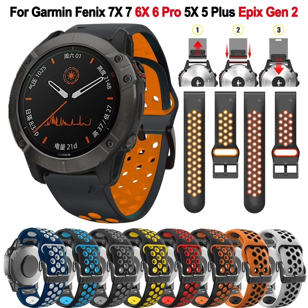 22 26mm quickfit silicone pulseira para garmin fenix 6x 6 pro 7x 7 5 5x mais 3hr epix gen 2 pulseira 935 945 tactix 7 pro cinta