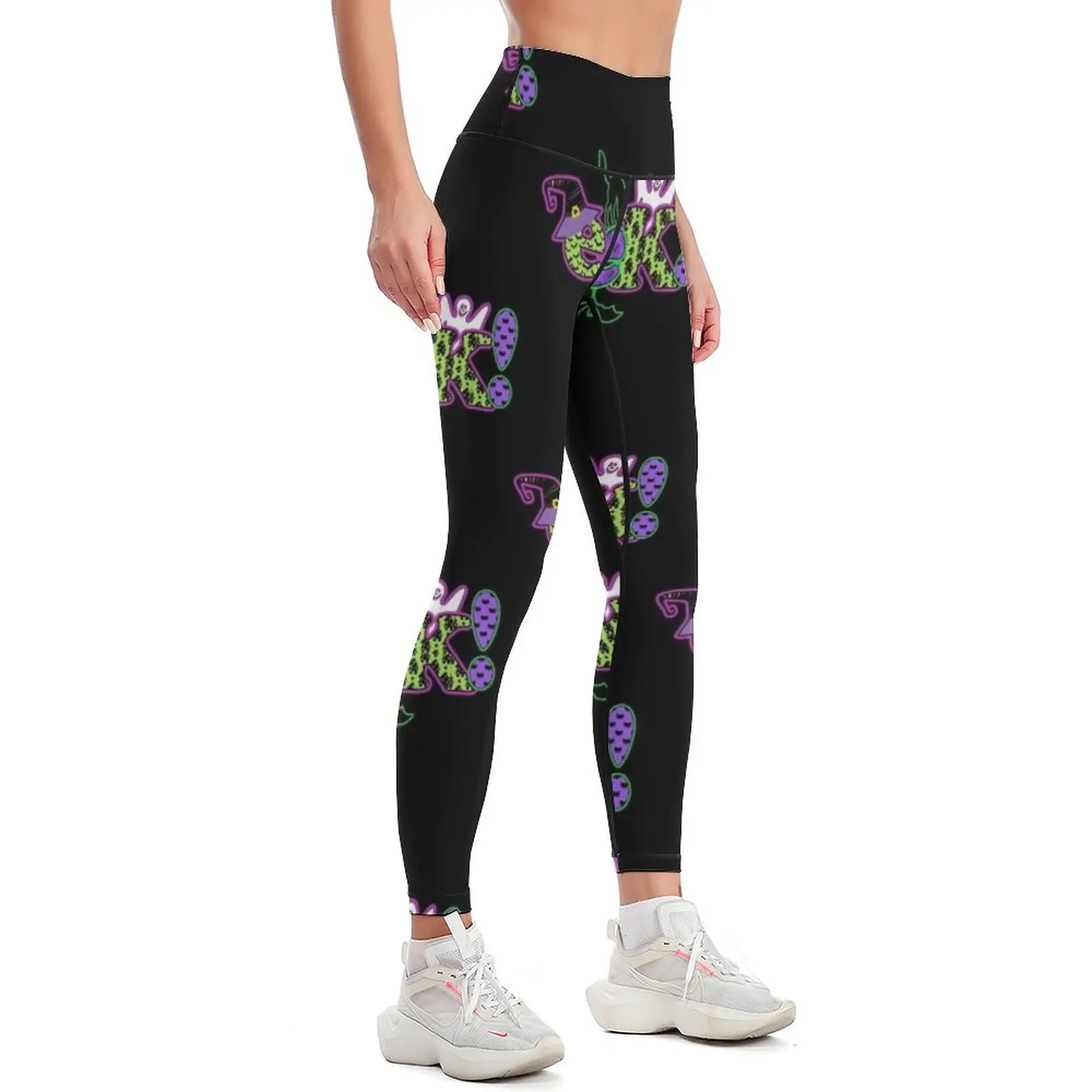 Eeek! Halloween Bats, Witches Hat, Black Cat Fun Leggings gym pants Women's pants Womens Leggings