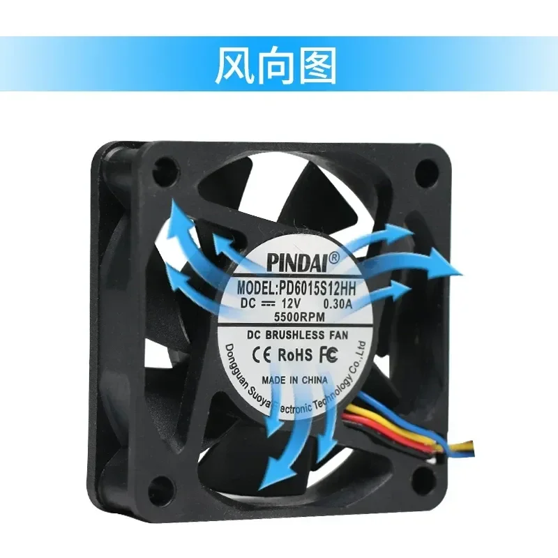 6015 6CM 5V 12V 24V Power Charger Heater Inverter Cooling Fan PWM Temperature Control for Electronic Devices