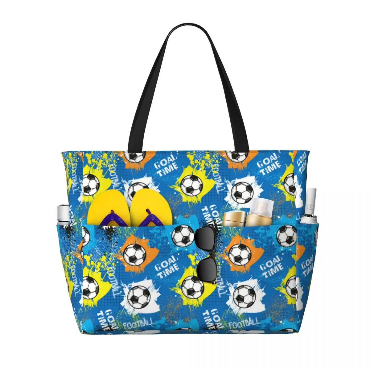 

Football Graffiti Pattern Beach Tote Bag Sport Gym Yoga Duffle Large Tote Bag Women Travel Bag Fitness bag