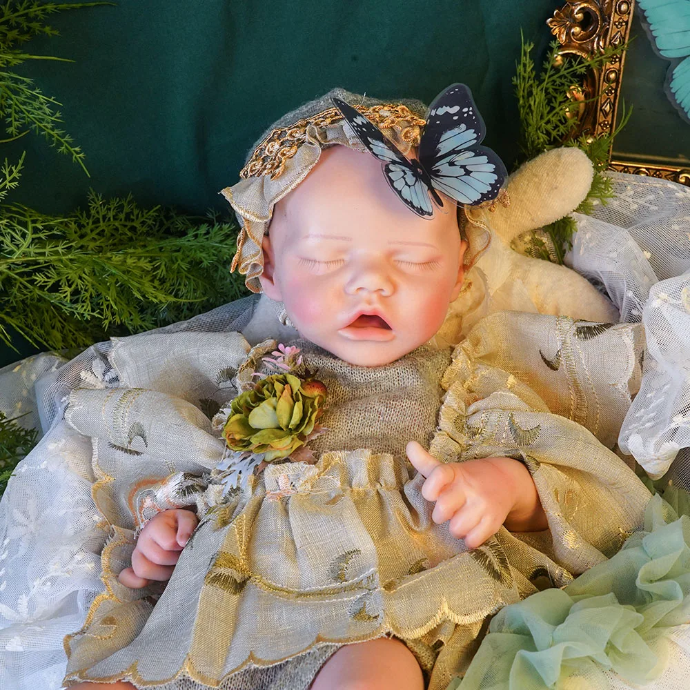 

17.52Inch Open Mouth Silicone Girl Reborn Full Solid Silicone Reborn Dolls Painted Baby Doll Toy For Kids Reborn Corpo De Silico