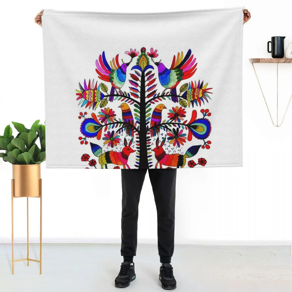 

Vibrant Otomi Art Throw Blanket Fluffy Cozy Throw Blanket for Home Decor