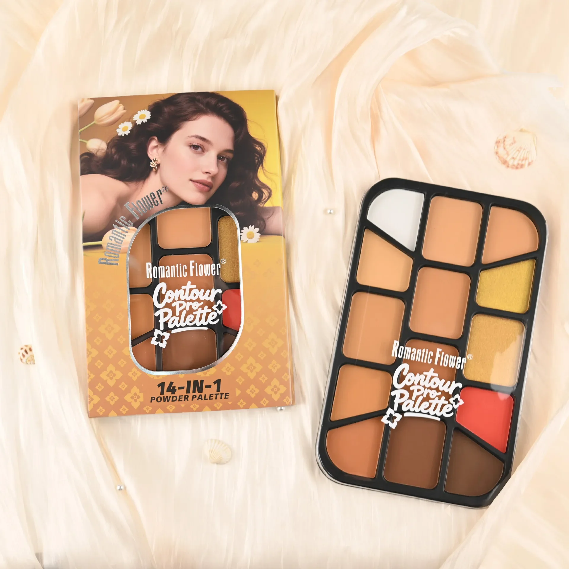 14-farbige All-in-1-Make-up-Palette, wasserfeste Gesichtskosmetik, Textmarker, Rouge, Konturpulver für langanhaltenden, frischen Look