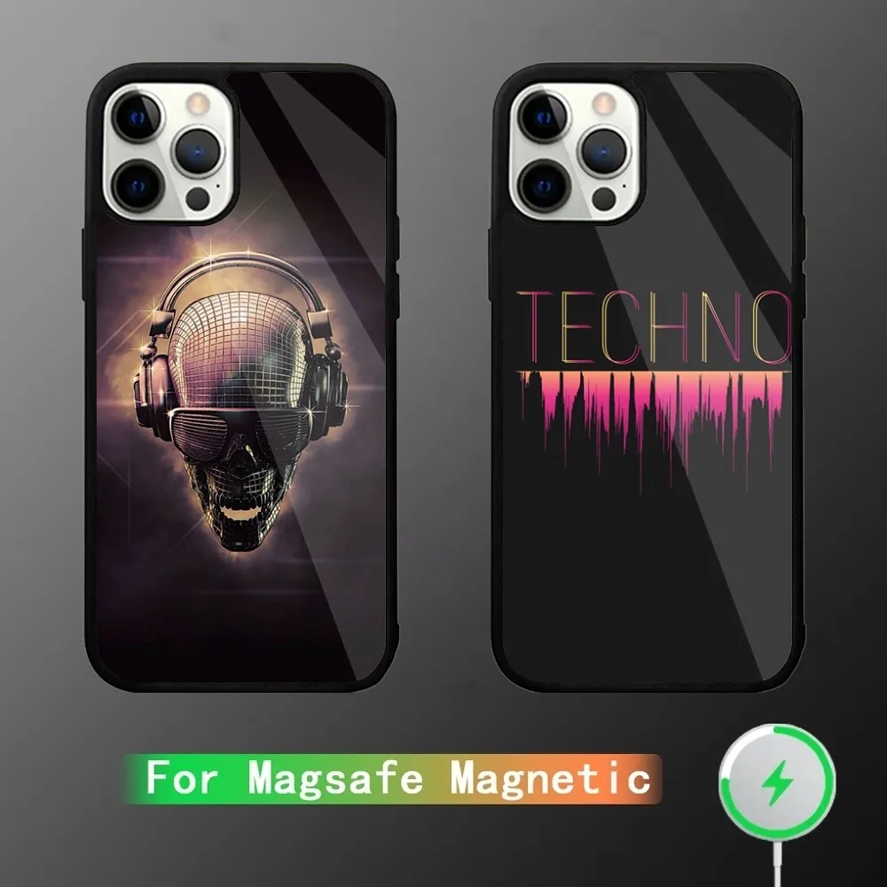 Techno Music Phone Case For iPhone 15,14,13,12,11,Plus,Pro,Max Mini Magsafe Magnetic Wireless Charging