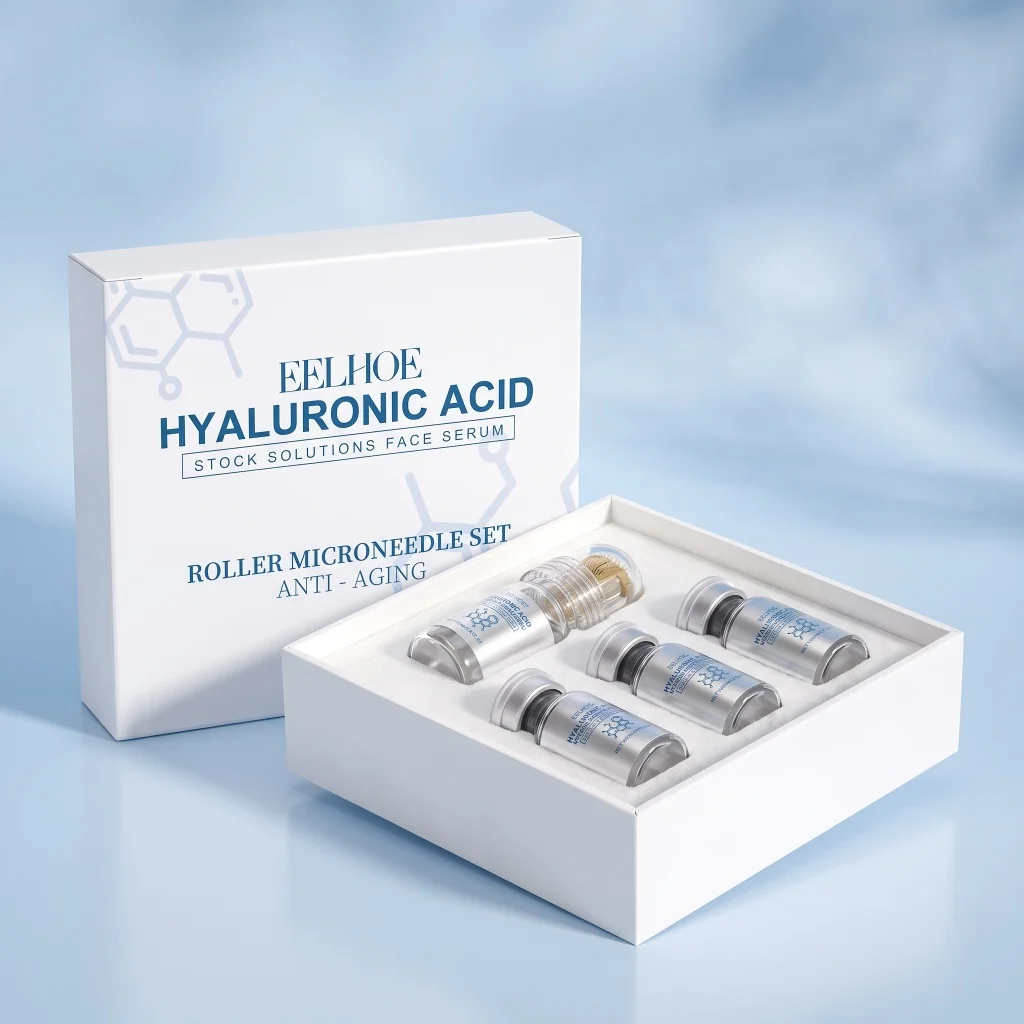 Hyaluronic Acid 0.25mm Microneedle Serum Set Deep Hydration Boost Essence Absorption Smooth Texture Ampoule Facial Skincare