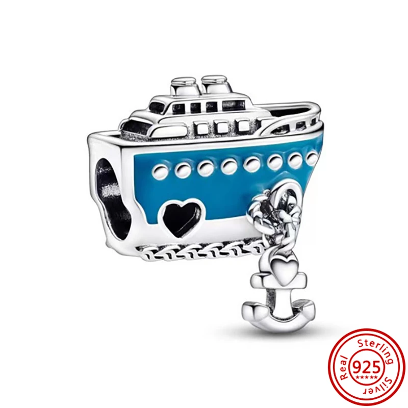 925 Sterling Silver Puzzle Pulseira para Mulheres, Navio Balão, Chapéu Sombrero, Chinelos, Contas Dangle, Se Encaixa Original Pandora Charm Bracelet, Jóias DIY