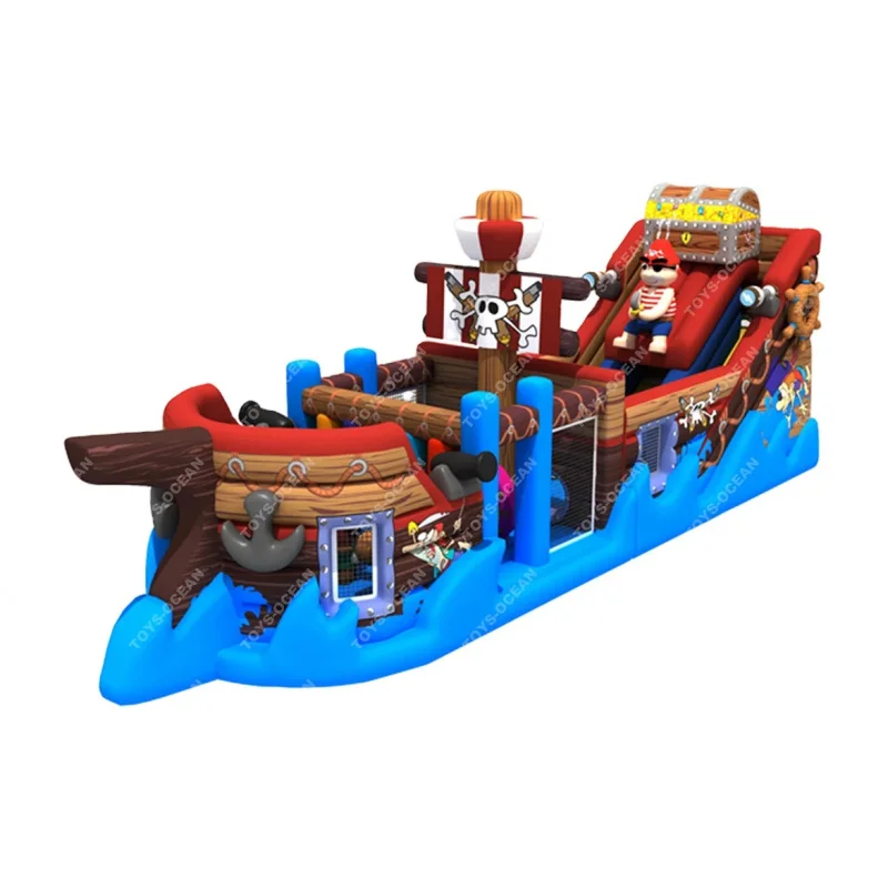 Factory Customized Commercial Pirate Ship Inflatable Playground Kids Amusement Park Bounce Slide Combo