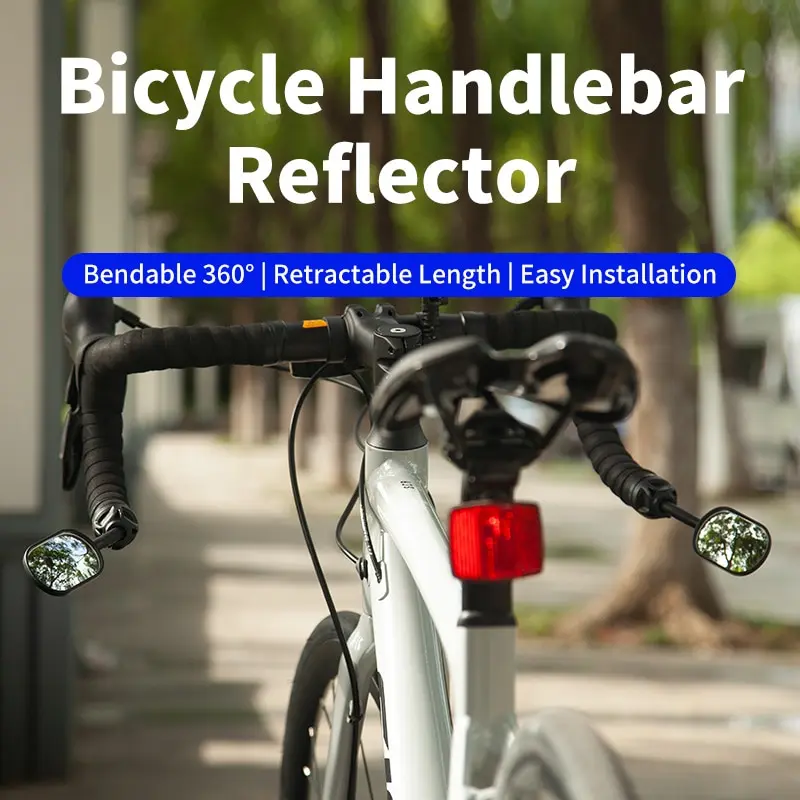 Rrskit Espejo retrovisor para bicicleta, espejo ajustable de 360 ​​grados, espejo retrovisor plegable retráctil para manillar de bicicleta de montaña y carretera