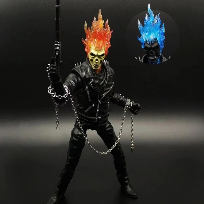 

В наличии Marvel Superhero Ghost Rider 9-дюймовая шарнирная фигурка Модная Коллекционная модель Орнамент Скелет Soul Колесница