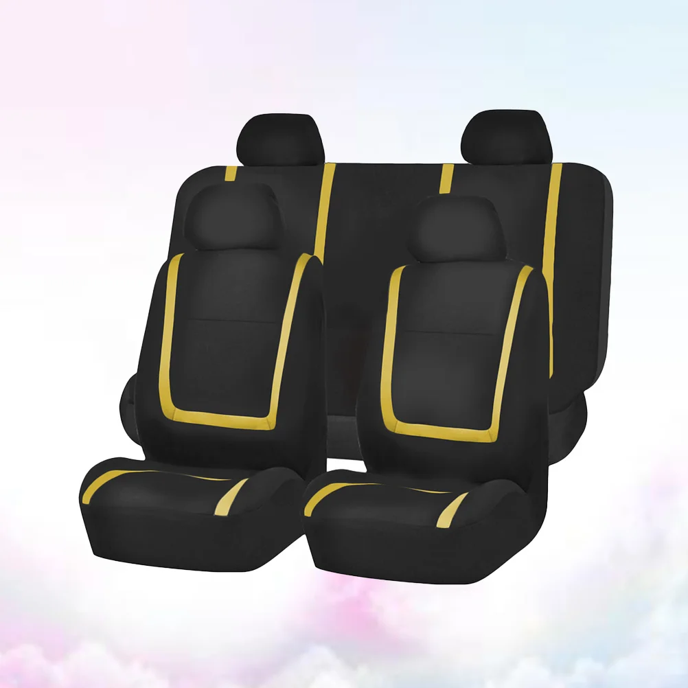 

9 pcs Car Seat Cover Universal Thicken Wear-Resistant Auto Seat Protector Mat For Suv Trucks Interior Accessory Yellow