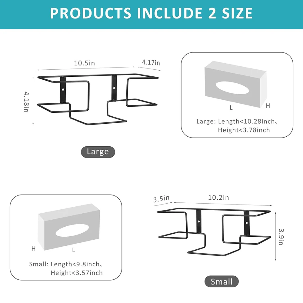 2pcs Glove Box Holder Wall Mount Disposable Glove Dispenser, Metal Glove Rack for Rubber Latex Gloves Organizer Facial Tissue