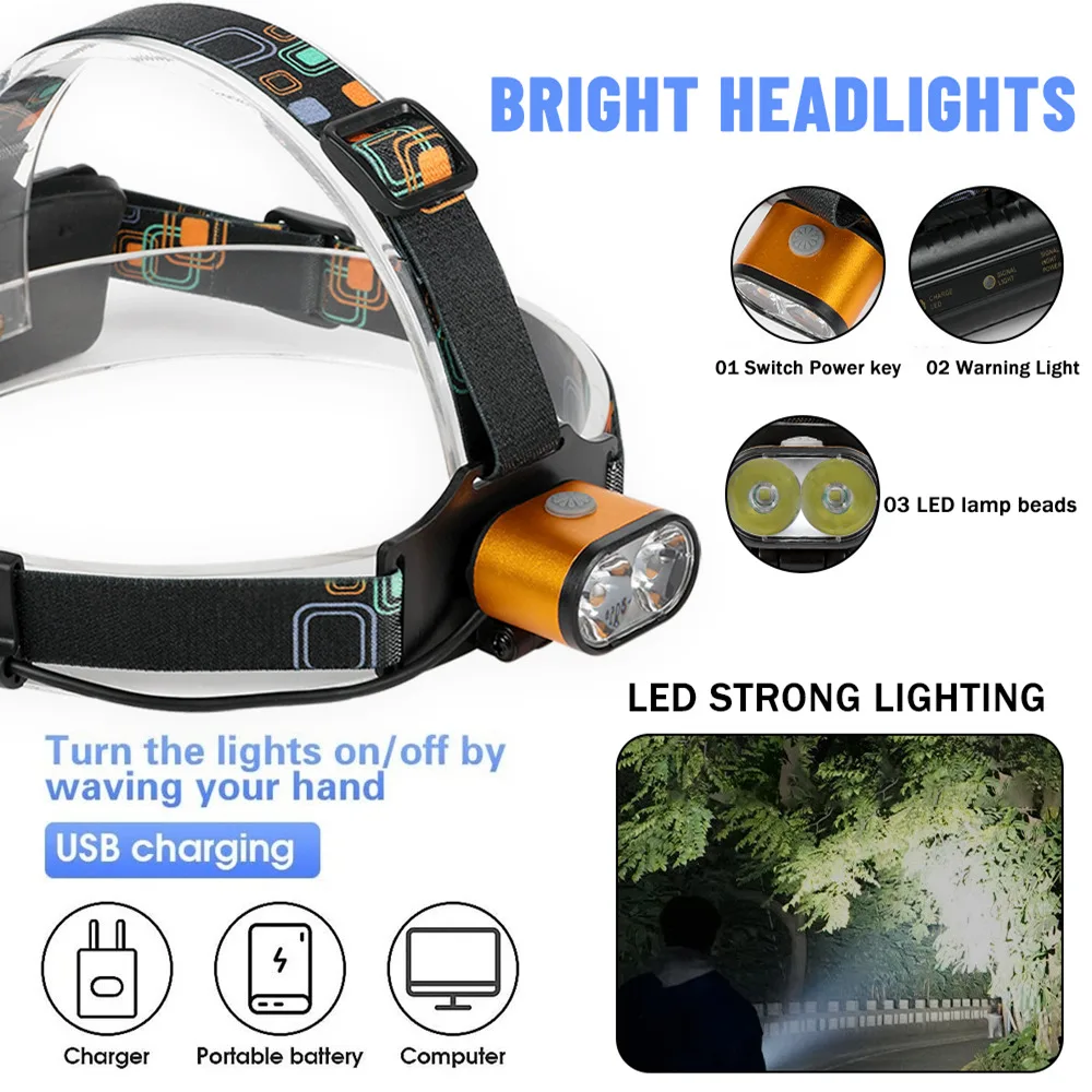 T6 LED Headlamp 18650 Battery USB Rechargeable Waterproof Hunting Emergency Flashlight Outdoor Camping Light 1000 Lumen Headlamp