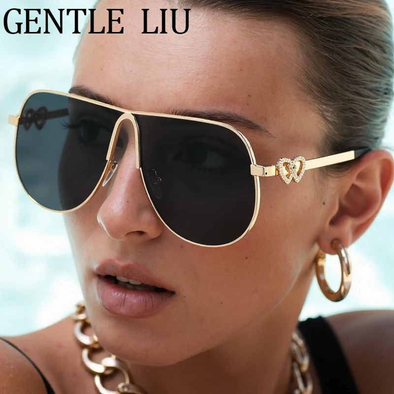 

Vintage Oversized Pilot Sunglasses Women 2025 Luxury Trendy Metal Frame Sun Glasses Driving Shades Steampunk Outdoor Eyewear