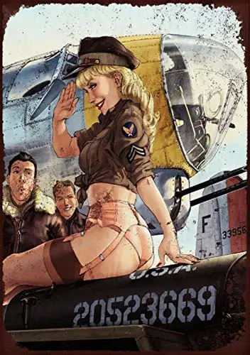 Metall Wandschild Naughty Salute Lady Metallblechschild Garage Bar Restaurant Club Dekor