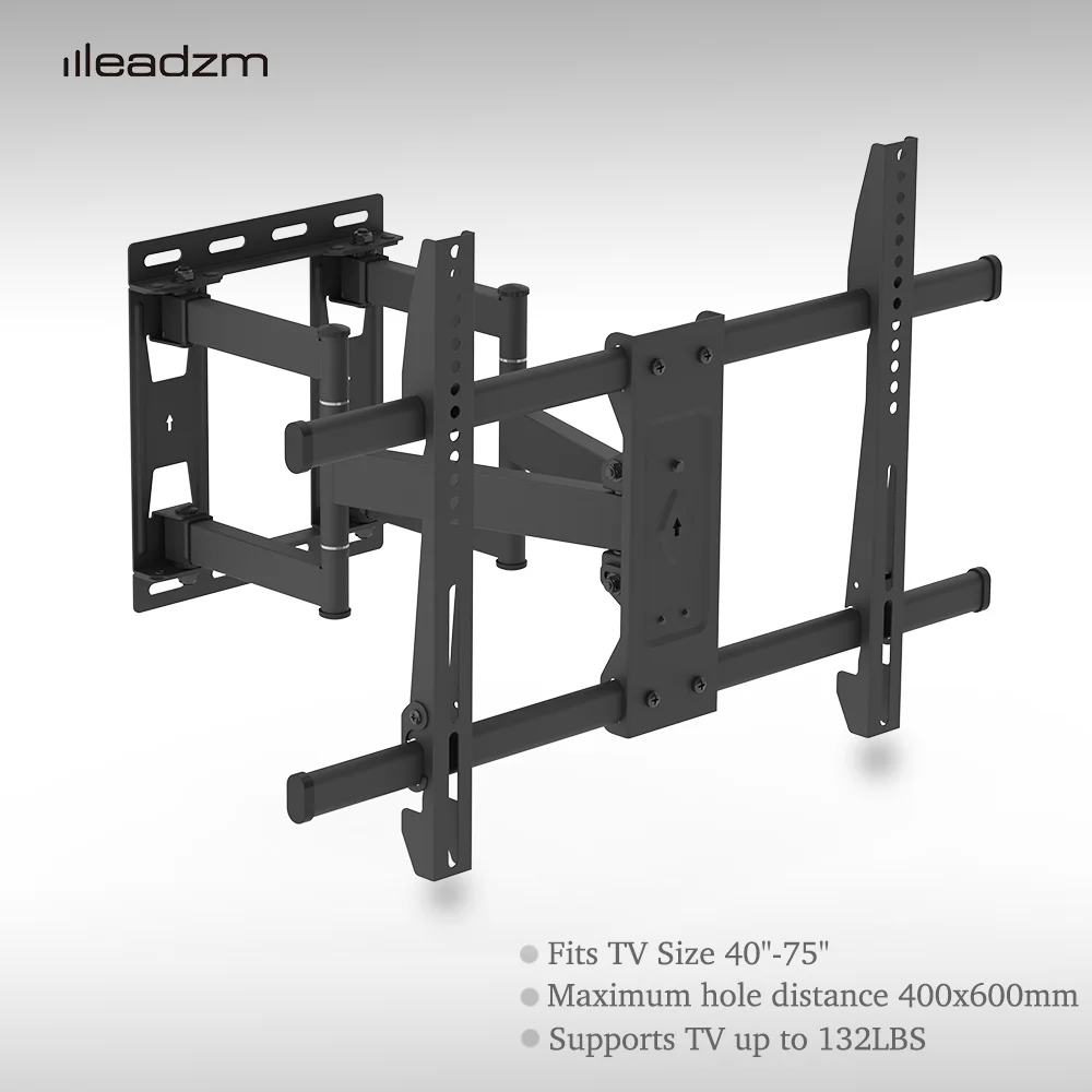 LEADZM TMDS-106 Настенное крепление для телевизора с плоским наклоном длиной 40–75 дюймов и уровнем духа