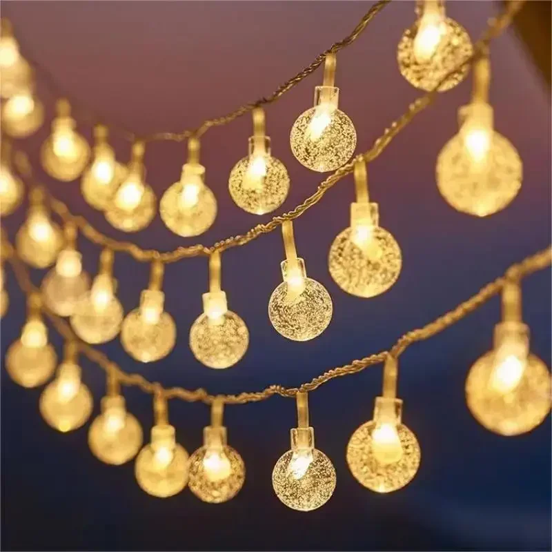 Indoor LED Crystal Ball String Lights Battery Power Romantic Bubble Ball Light String Garden Party Christmas Festival Decoration
