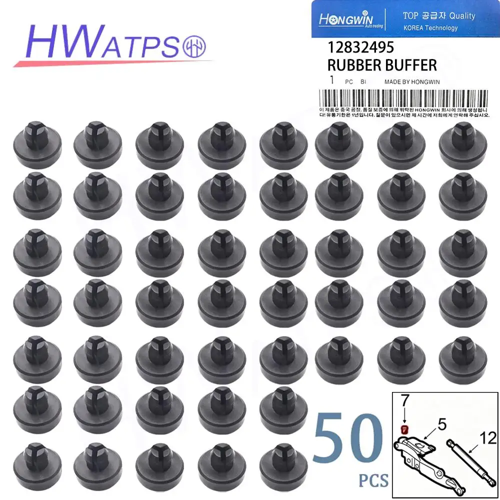 50pcs Black Plastic Trunk Boot Lid Hinge Stop Clip 12832495 Shockproof Buckle For SAAB 9-3 Convertible Cabriolet 2004-Onwards