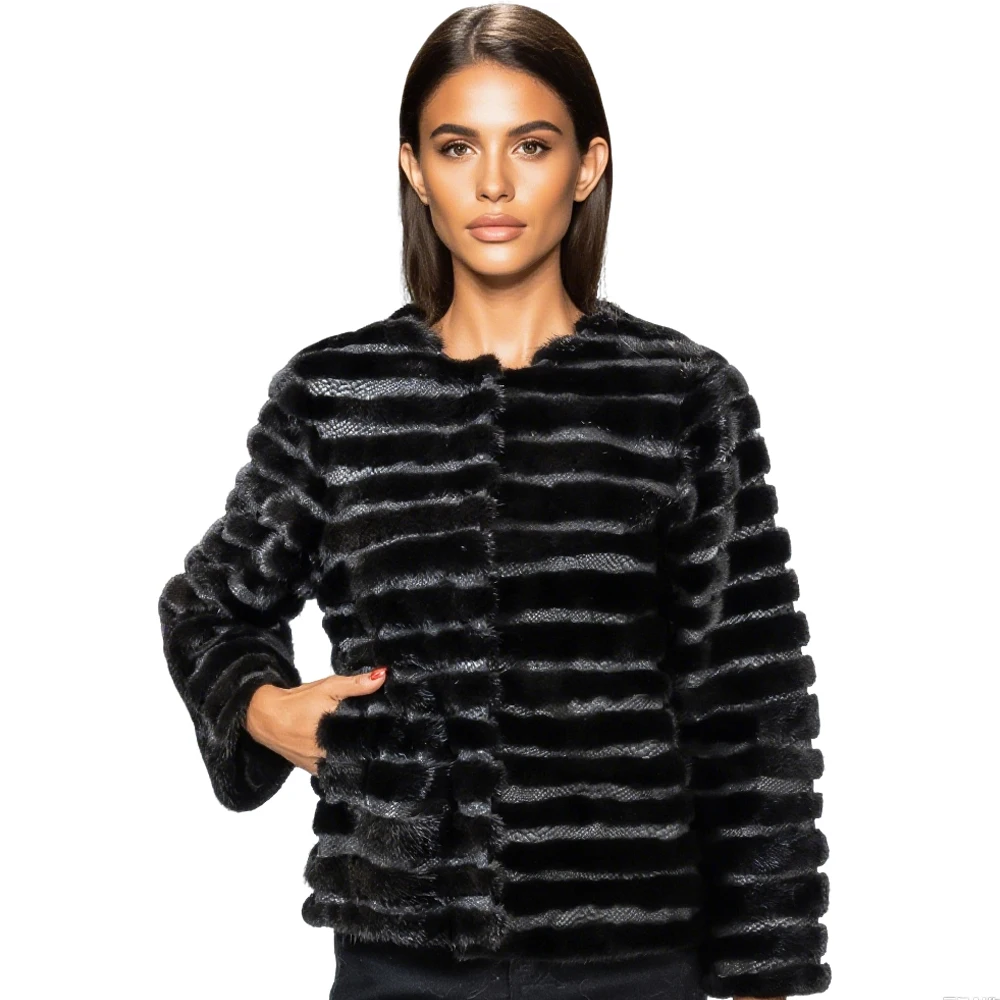 ขนมิงค์จริง O-neck สําหรับผู้หญิงพื้นฐานขนเล็กชิ้น 250482