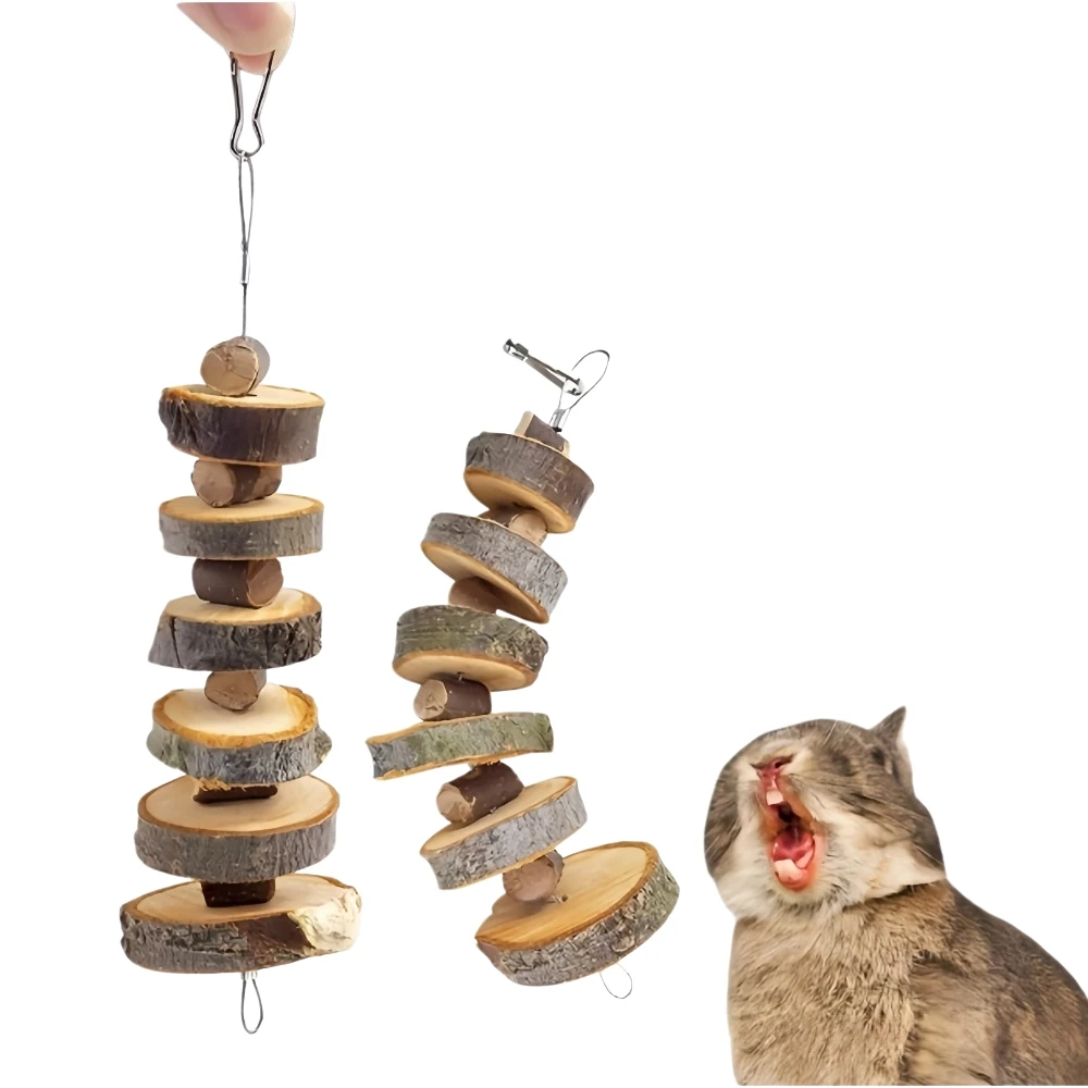 

2Pcs Natural Wood Chew Toy Teeth Grinding Enrichment Toy for Hamster Guinea Pig Rabbit Chinchilla Small Pet Cage Accessories