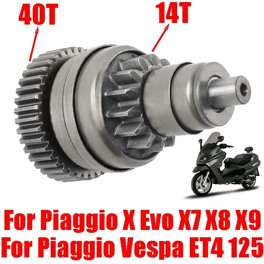 For Piaggio Vespa ET4 125 X Evo X7 X8 Premium X9 Evolution Motorcycle Starter Motor Clutch Gear Drive 14T 40 Teeth Moto Parts