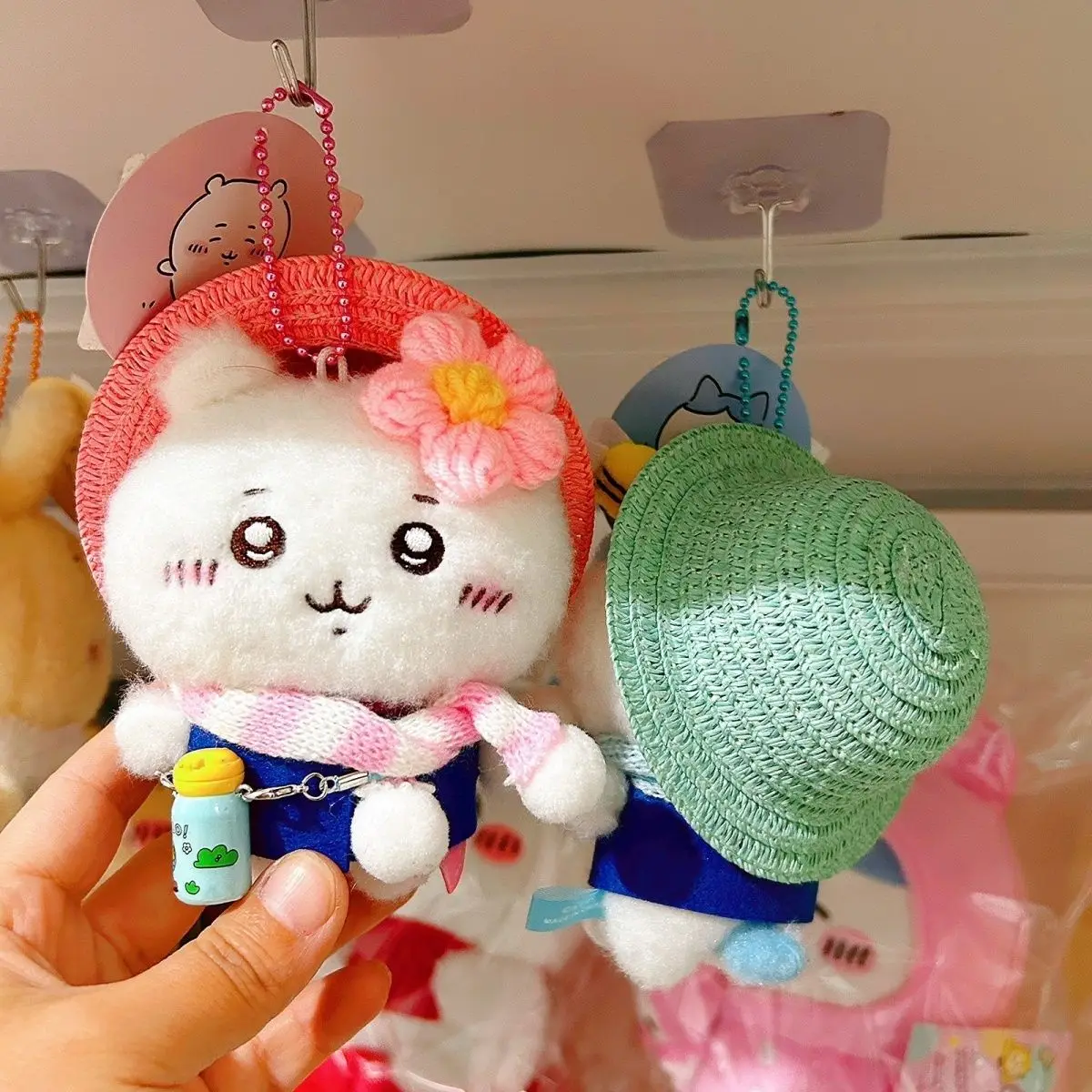 Chiikawa Hachiware Usagi Plush pendant doll Ika series hanging straw hat water bottle