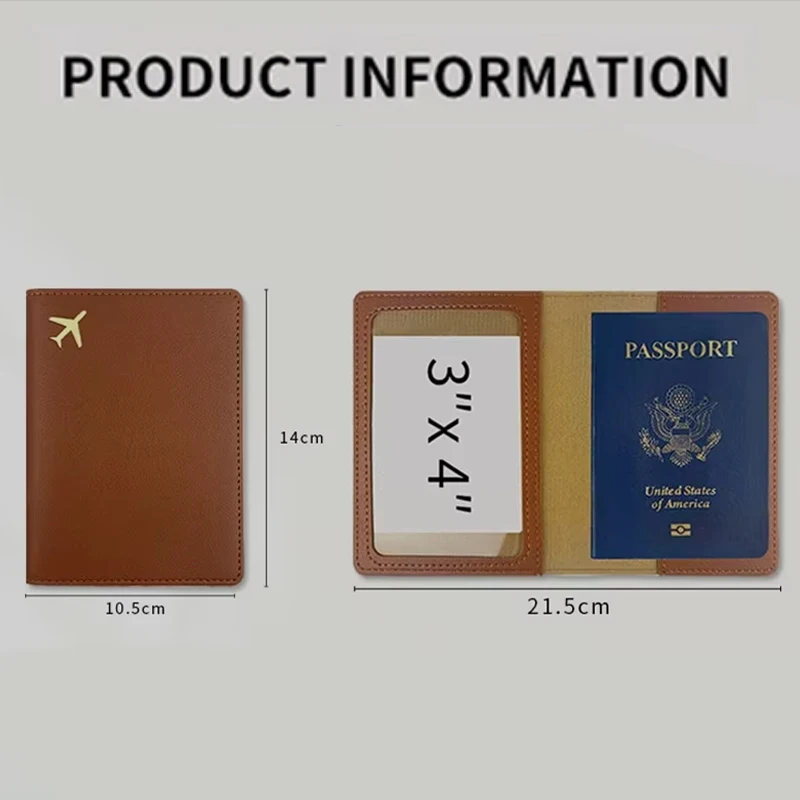 1pc novo couro do plutônio titular do passaporte ouro avião saco de passaporte portátil artesanal costura clipe de passaporte acessório de viagem capa