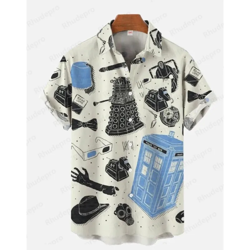 

Disney 2025 3D Printed Hawaiian Men's Short Sleeved Shirt Lapel Casual Top Futuristic Technology Print Large Size Summer Novelty