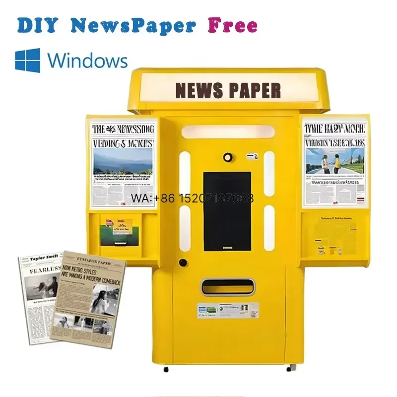 Wmwmnu Retro Newspaper Photo Booth Vending All-in-One Kiosk with Printer and for Indoor Outdoor Use