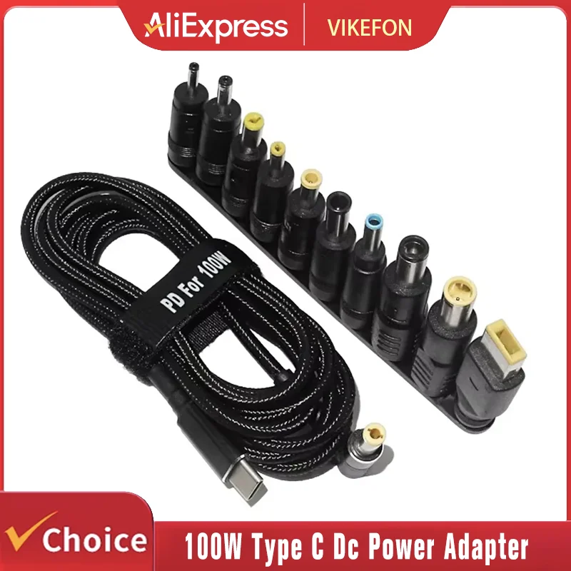 

100 Вт адаптер питания постоянного тока типа C, разъем USB типа C к универсальному кабелю для быстрой зарядки для ноутбука Lenovo Asus Hp Acer