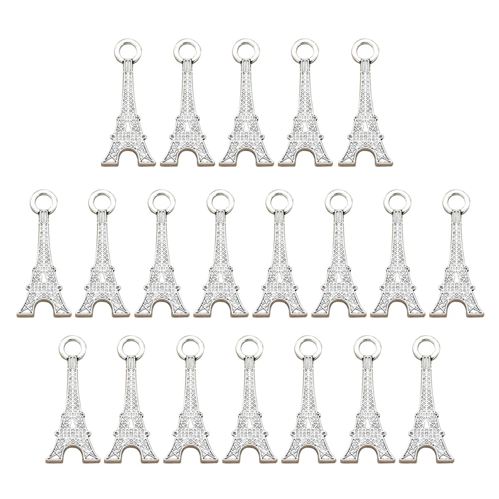 

20 PCS Handmade Eiffel Tower Pendant DIY Charm Jewelry Making Pendants Ancient Silver
