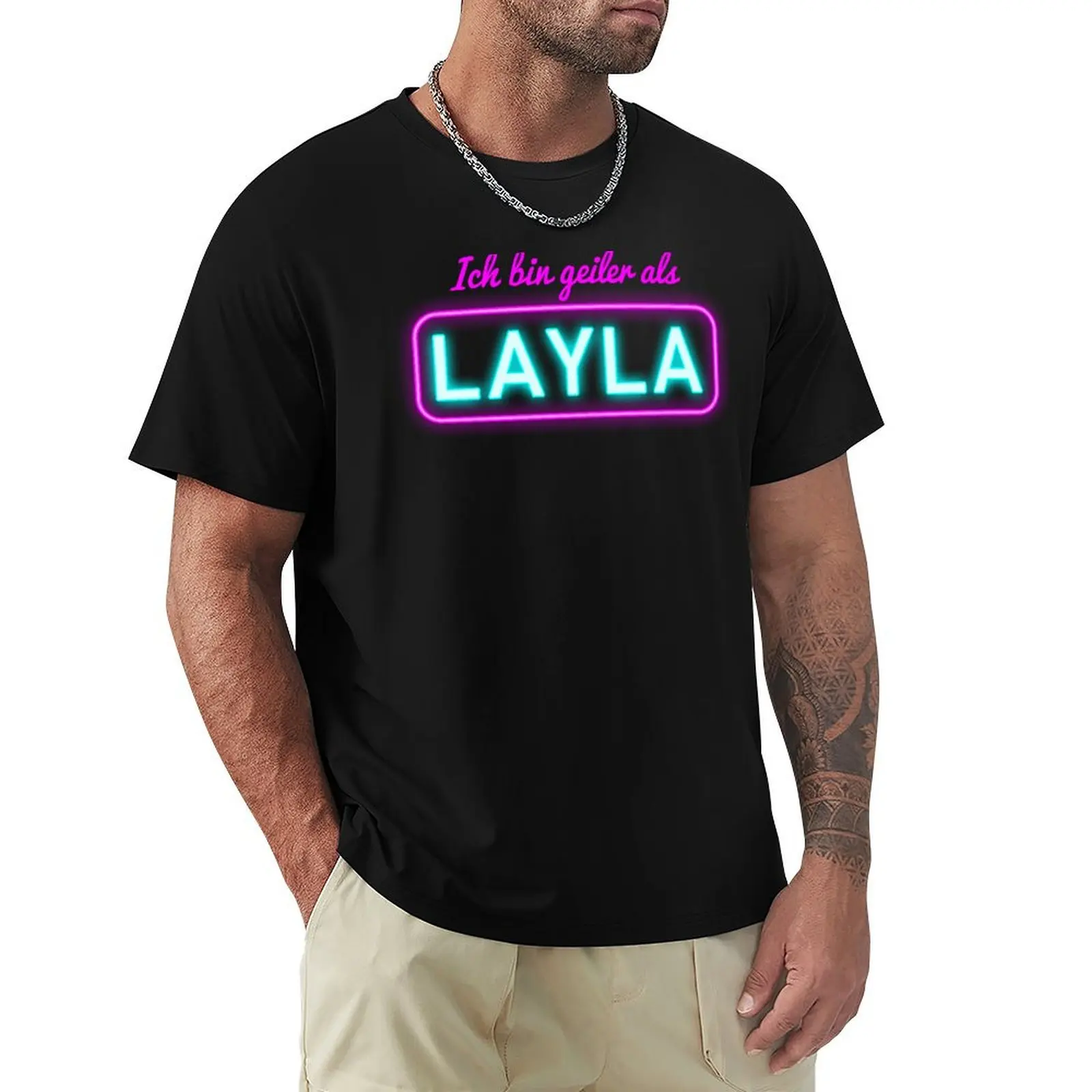 Mallorca I'm hornier than Layla T-Shirt cotton t-shirt plain for man package T-Shirt