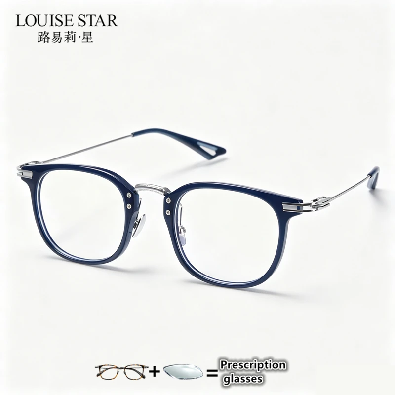 Retro tortoiseshell prescription glasses acetate square full frame myopia anti blue light progressive multifocal reading