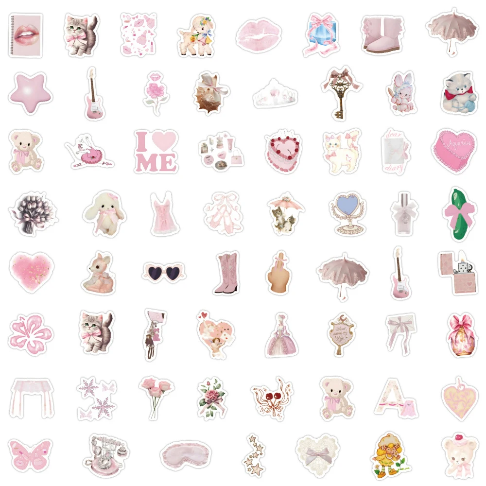 10/30/50 قطعة لطيف Ins نمط الوردي Coquette ملصقات الكرتون الجمالية الشارات مقاوم للماء DIY بها بنفسك الأمتعة المحمول الهاتف ملصق التعبئة