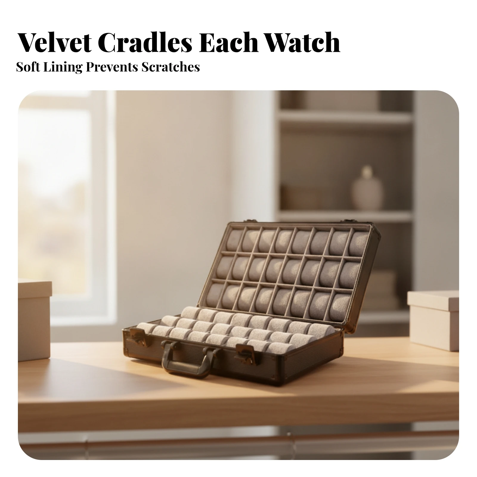 48-Slot Watch Organizer Heavy-Duty Watch Storage Case with Clear Window Dustproof Sturdy for Collectors