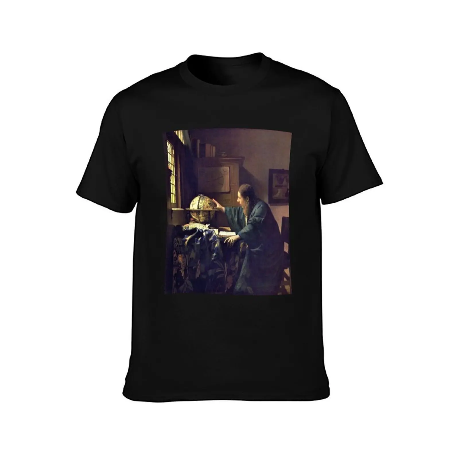 HD The astronomer, by Johannes Vermeer - HIGH DEFINITION T-Shirt Trendy Print Short Sleeve T-Shirt